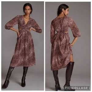 New Anthropologie Ranna Gill Boho Spring 70's Cutout Midi Dress Size Small